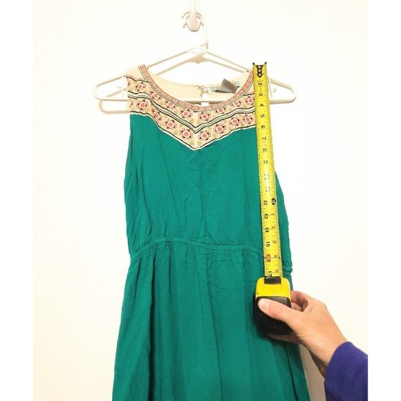 Flying Tomato Green Southwestern Print Dress Size M Embroidered Sleeveless - Picture 4 of 7